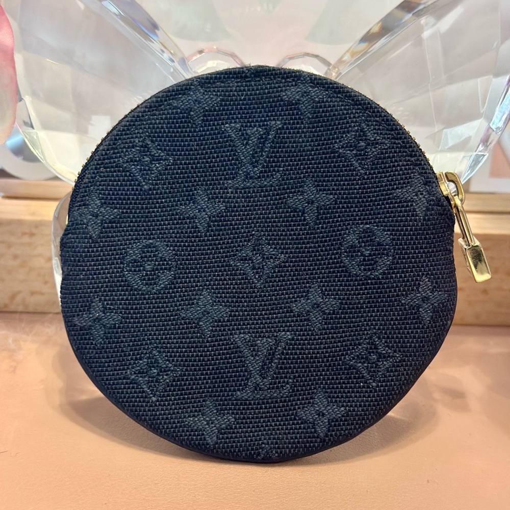 Louis Vuitton Denim Monogram Mini Port Monnaie Round Coin Purse Wallet